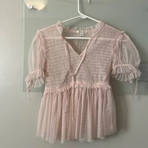 Sheer, pale pink/cream blouse